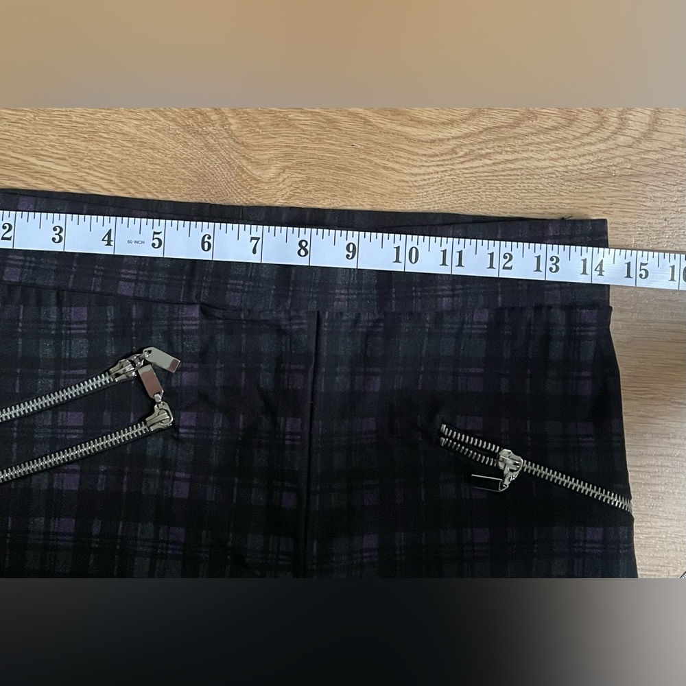 Joseph Ribkoff Plaid Skinny Pants Black Purple Zip Detail High Waist Size 8 - Picture 10 of 10